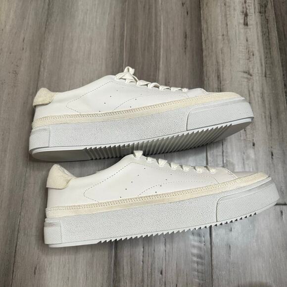 NEW All Saints Trish Leather Sneakers Women's White Size 11 - Picture 6 of 11